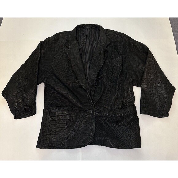 Vera Pelle Leather Jacket Women’s Black Zip Up Made In Italy Size 44 - Picture 1 of 12